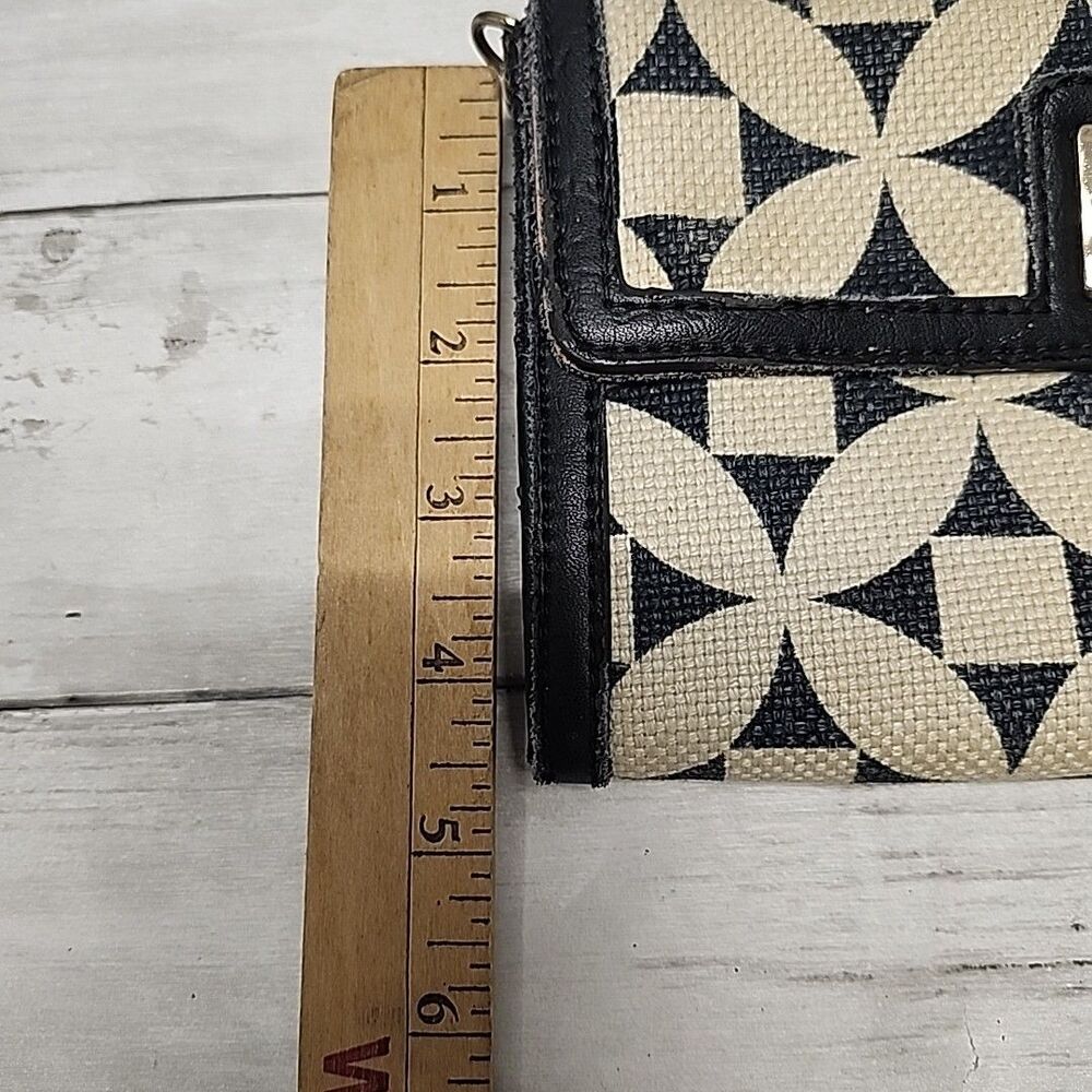 Spartina 449 Kiawah Black/White Linen/Leather Small Clutch/Crossbody Bag - Picture 6 of 10